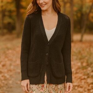 Ralph Lauren Denim & Supply Cotton/Linen Blend Knit Black Cardigan Size XL